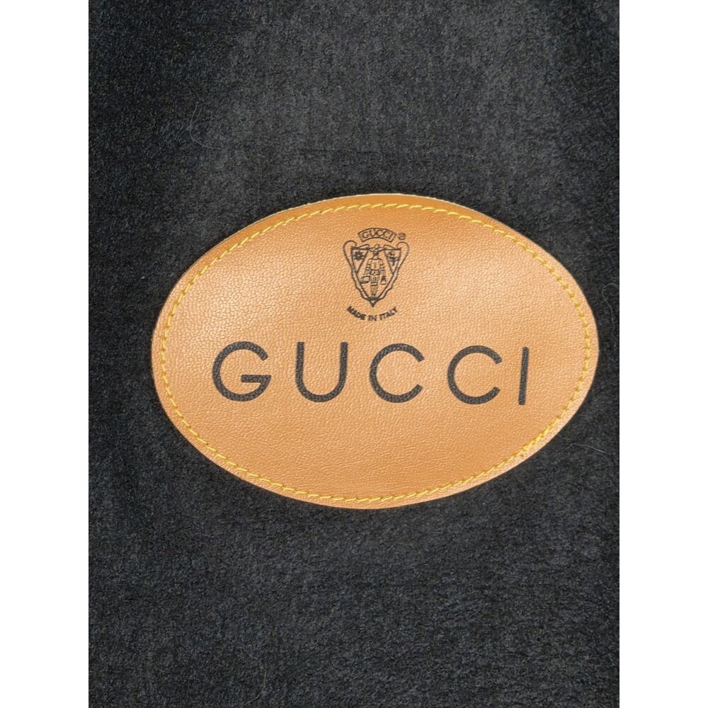 VTG Gucci Wool Felt Leather Trim Shopper Tote Bag Italy Crest Logo Collector - Picture 3 of 7
